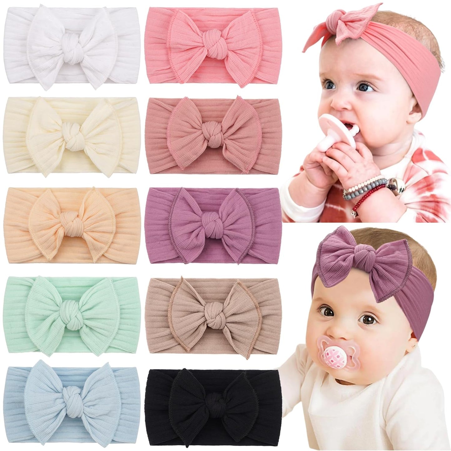 CLLOT Super Stretchy Baby Headbands - 10 Colors