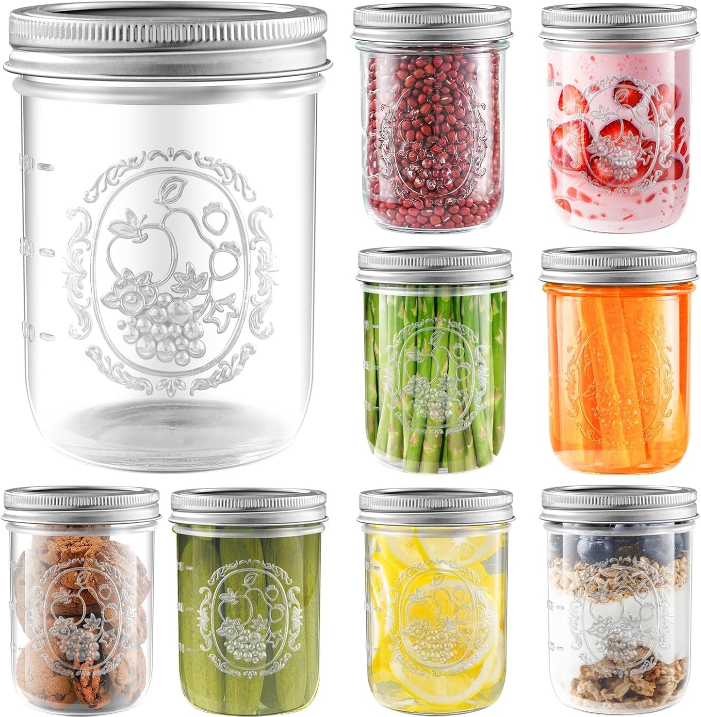 16 oz Wide Mouth Mason Jars with Airtight Lids for Canning