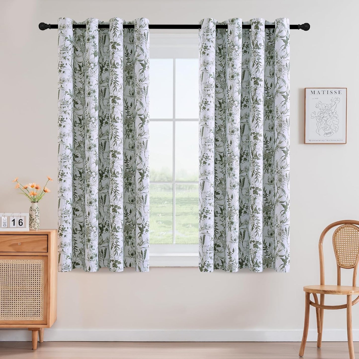 H.VERSAILTEX Blackout Curtains 63 Inch Length Floral Print Set