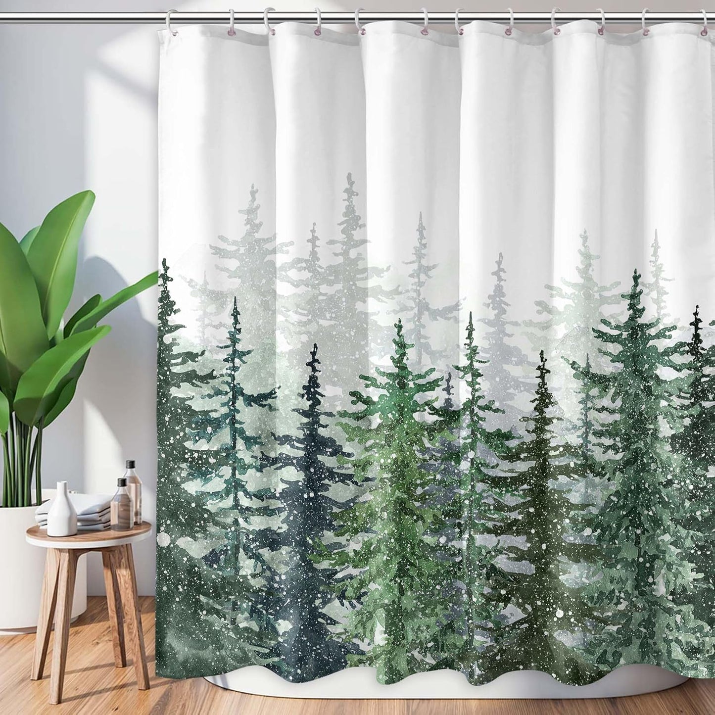 Winter Forest Shower Curtain Set - Festive Farmhouse Decor