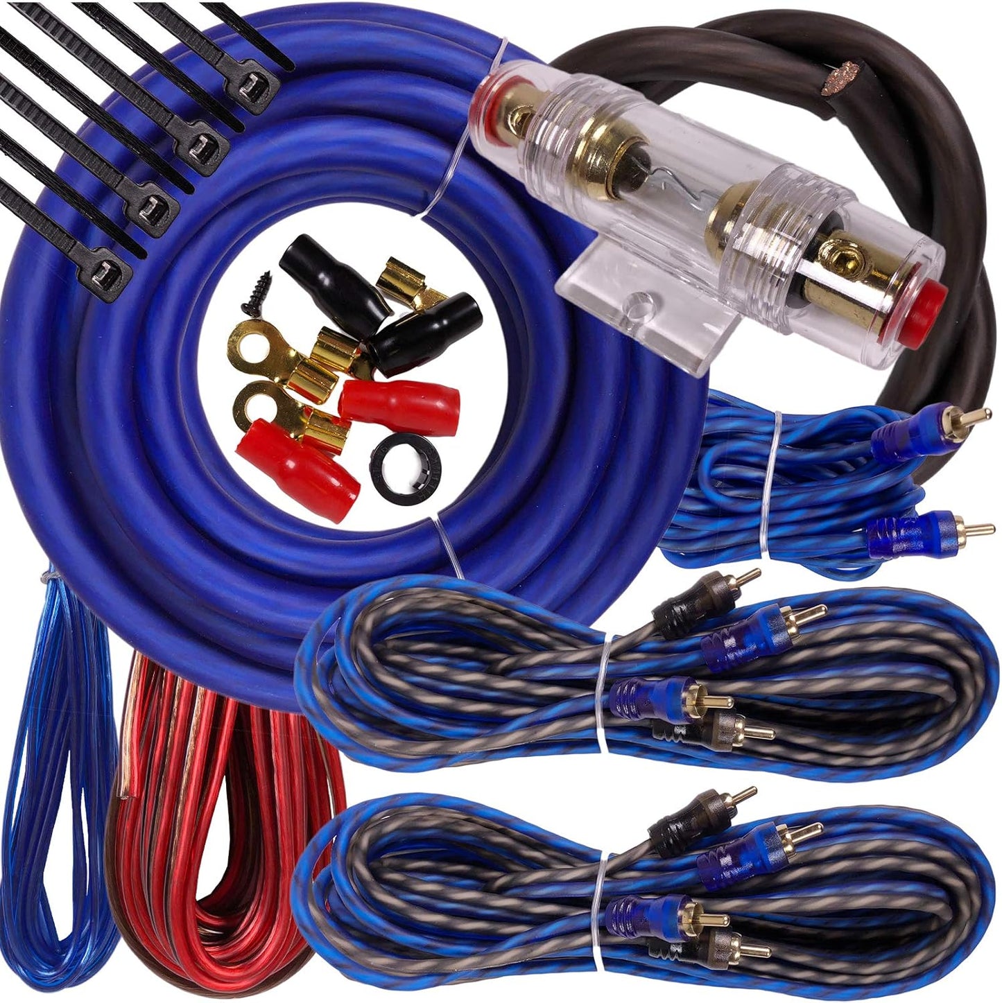 Complete 5 Channels 2000W Amplifier Installation Wiring Kit