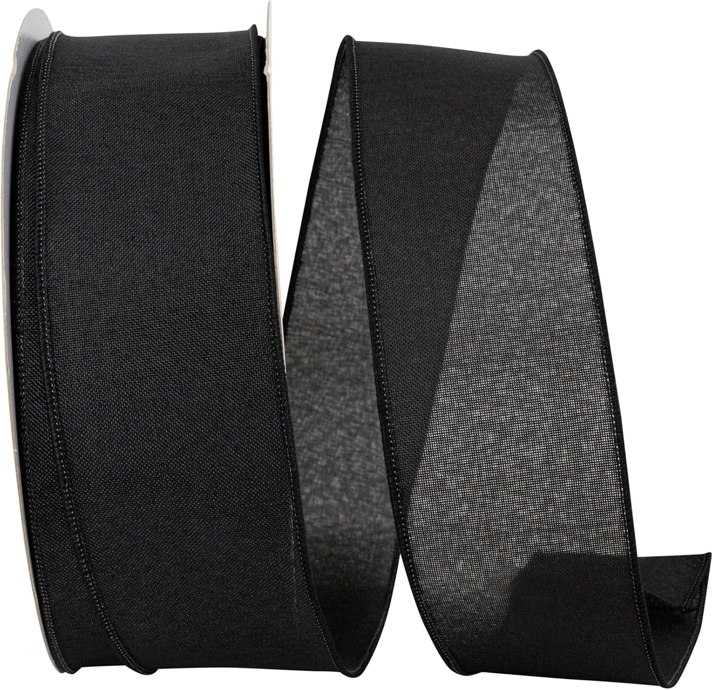Everyday Linen Value Wired Edge Ribbon 2-1/2 Inch Black