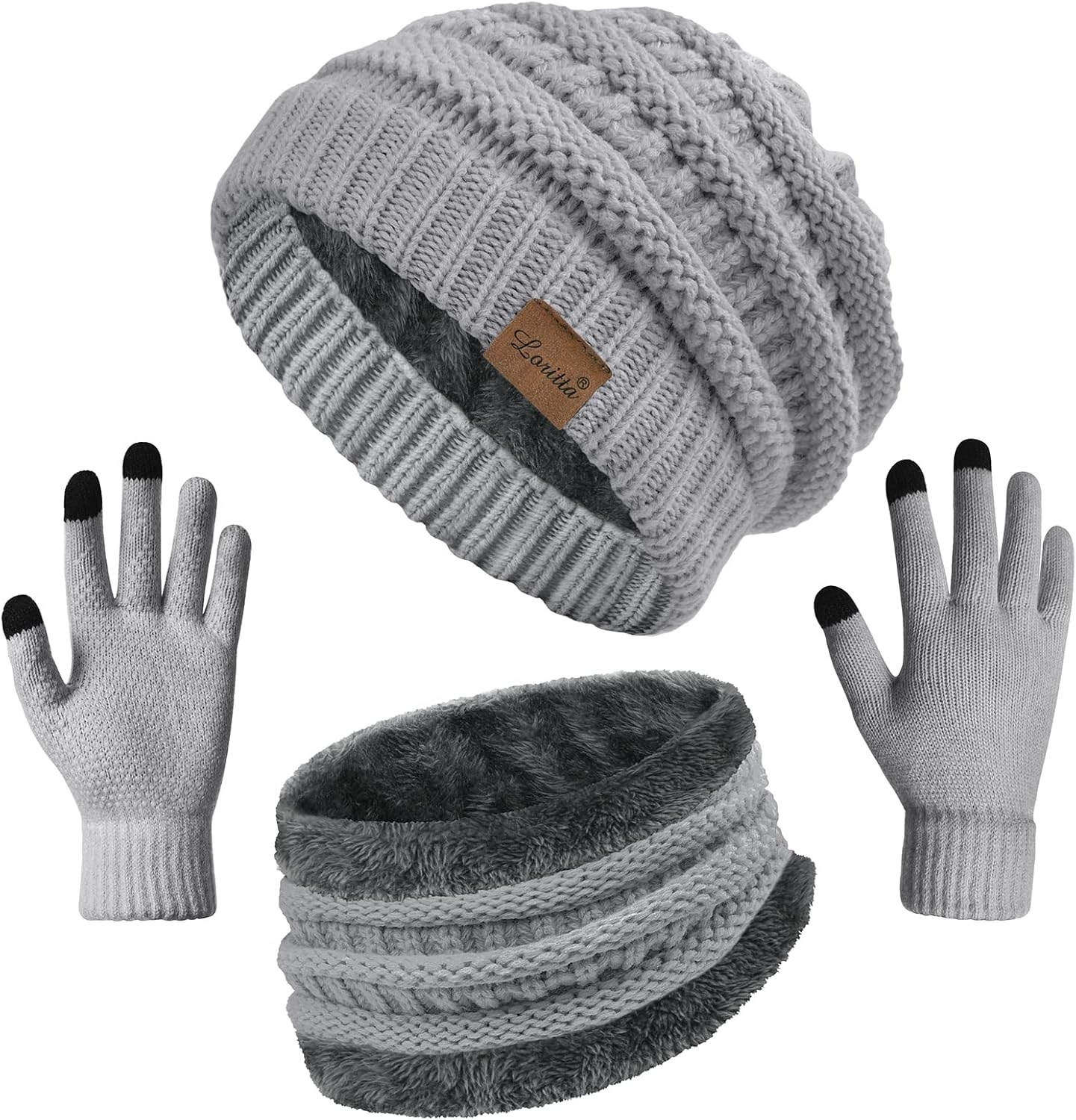 Cozy Loritta Winter Set - Warm Knit & Touchscreen Gloves