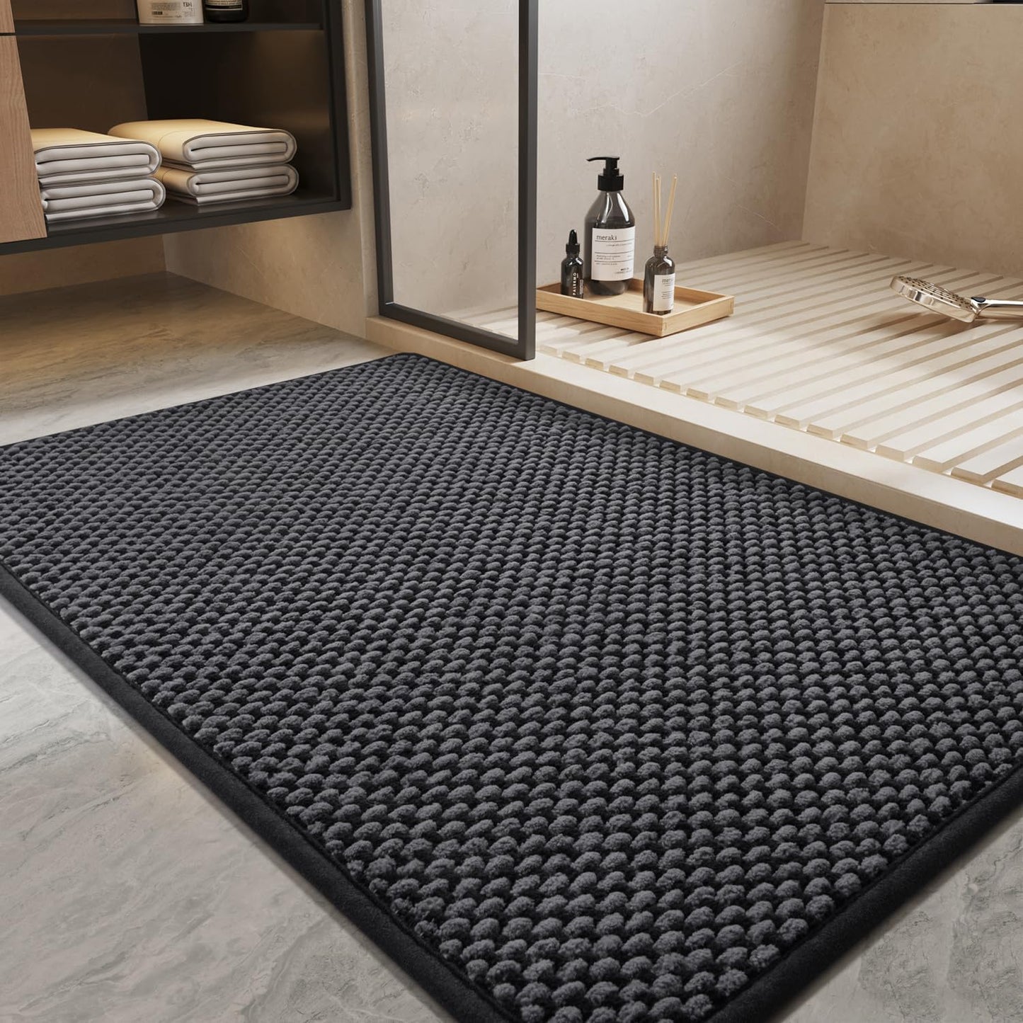 Super Absorbent Chenille Bath Mat for Non Slip Safety and Style