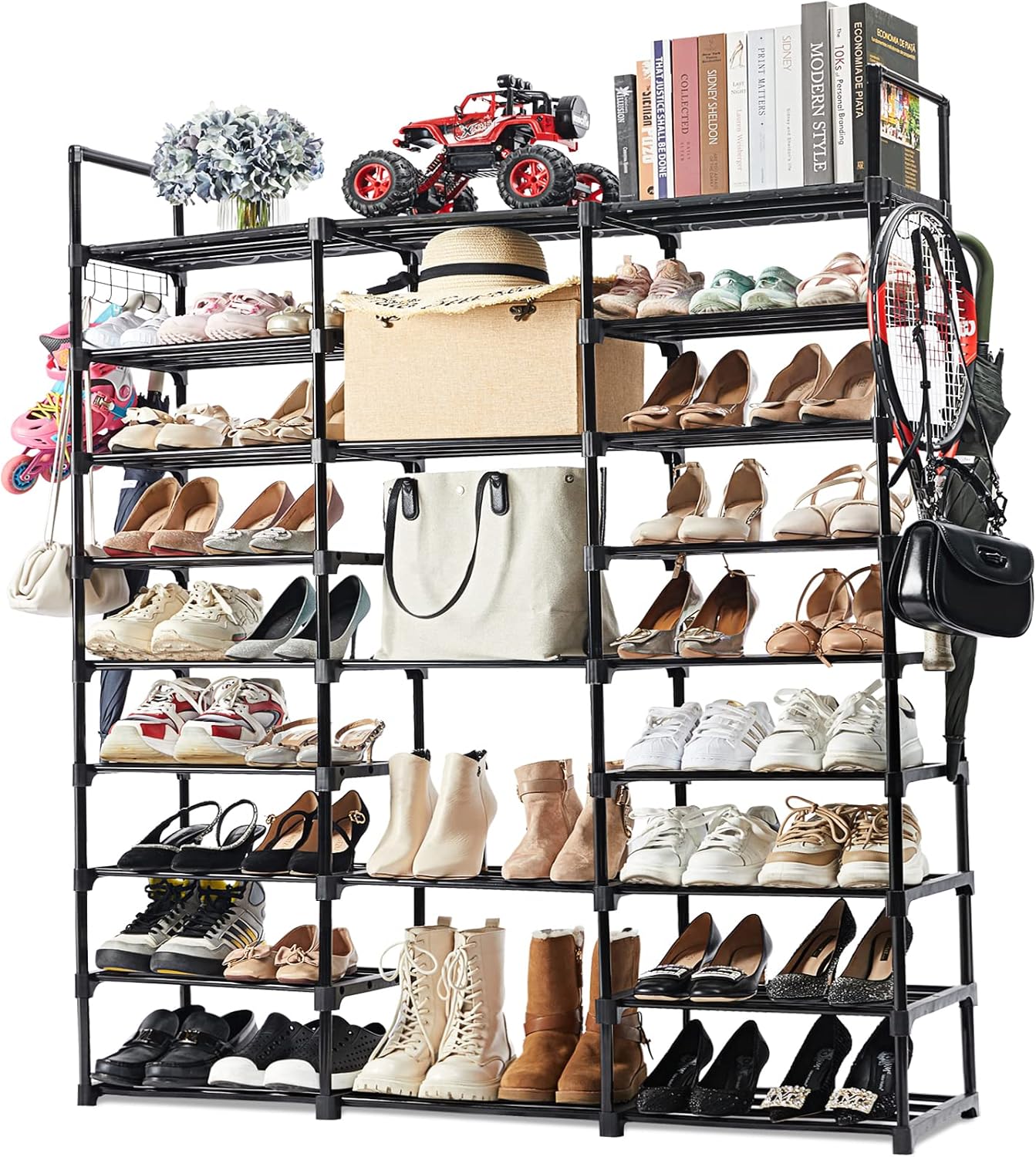 Mavivegue 9-Tier Metal Shoe Rack - Organize 50-55 Pairs