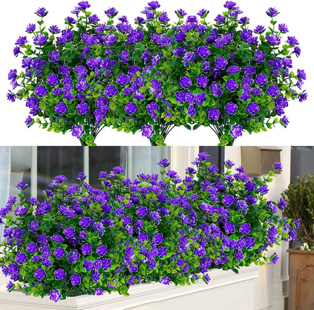 24 Bundles Outdoor Artificial Flowers for Home Wedding Decor
