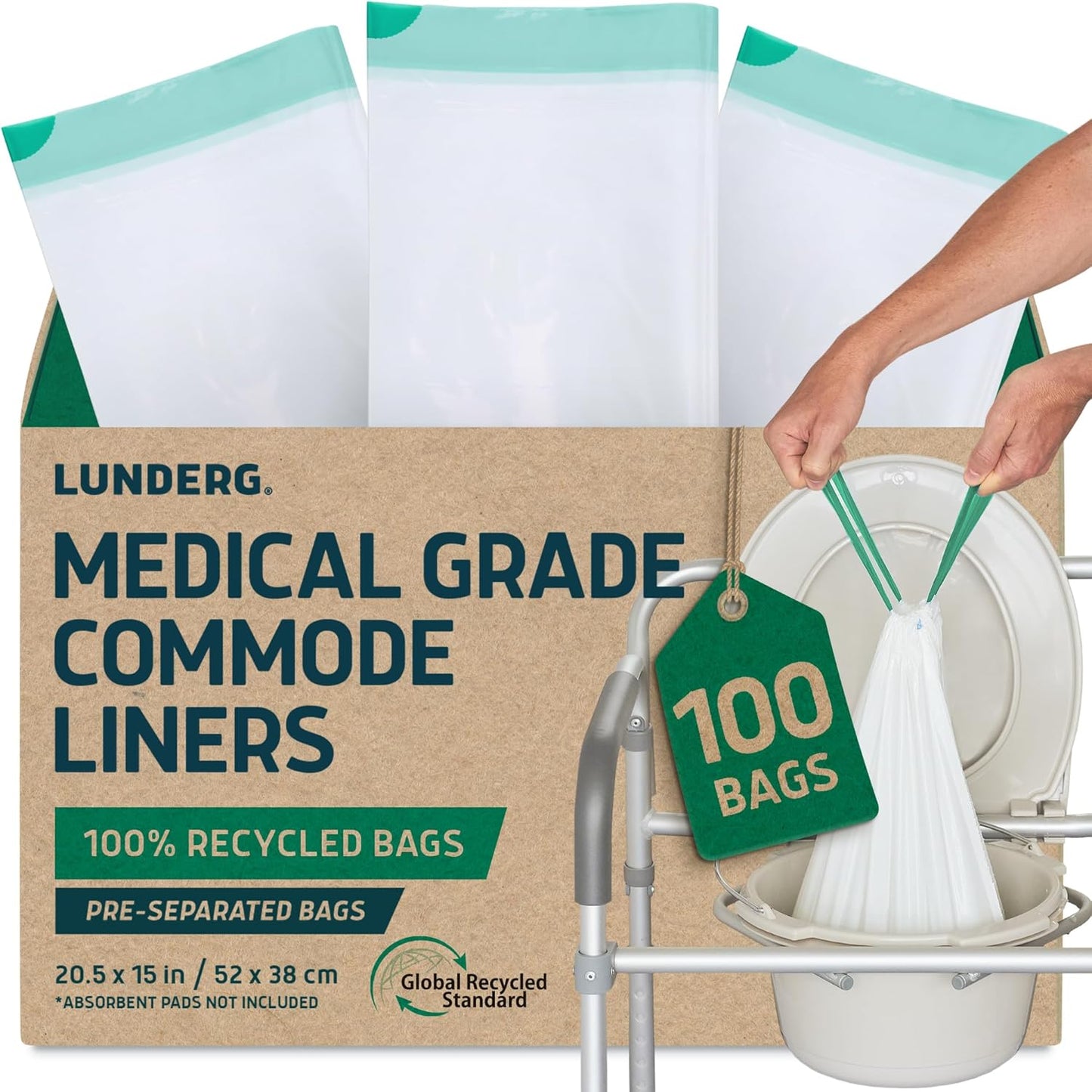 Lunderg Recycled Commode Liners - Eco-Friendly Toilet Bags