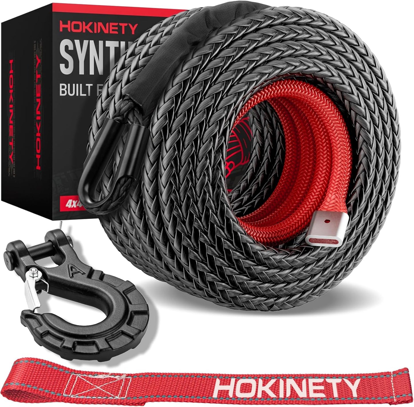 Synthetic Winch Rope Kit for Off-Road Vehicles - 3/8in x 100ft