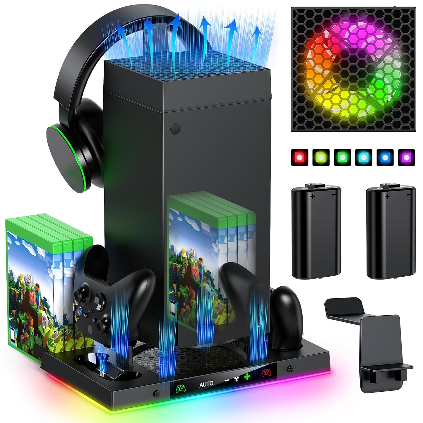 Auto Cooling Fan and Charge Stand for Xbox Series X Console