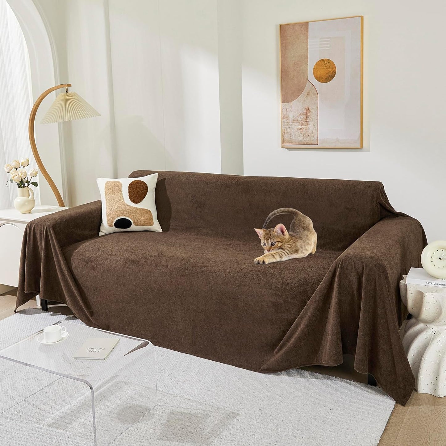 MEETSKY Sectional Couch Cover for 3 Cushion Sofa Washable