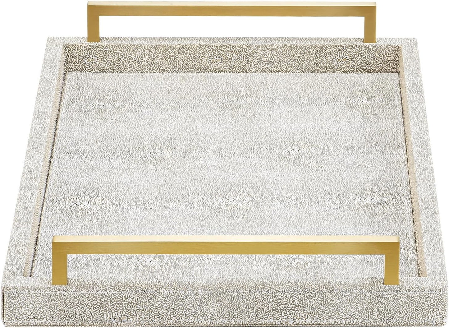 Ivory Shagreen Decorative Tray for Stylish Serving Needs