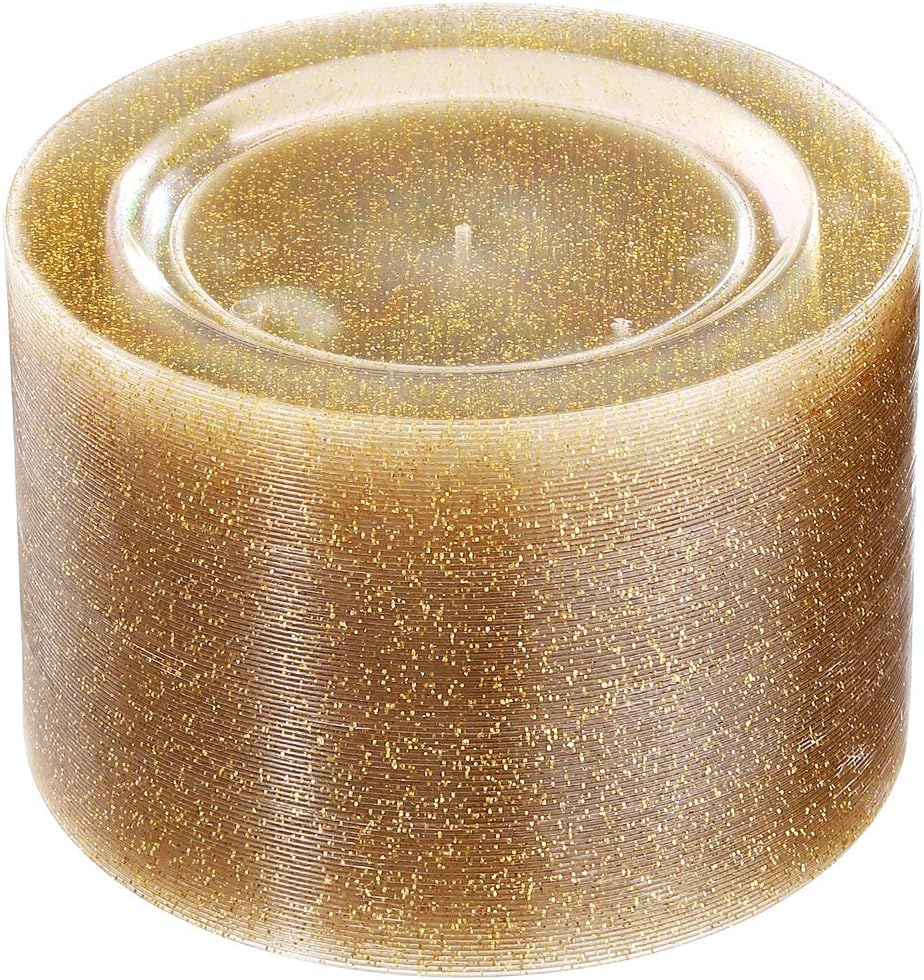 Liacere 100 Gold Glitter Plates - Elegant Disposable Dinnerware