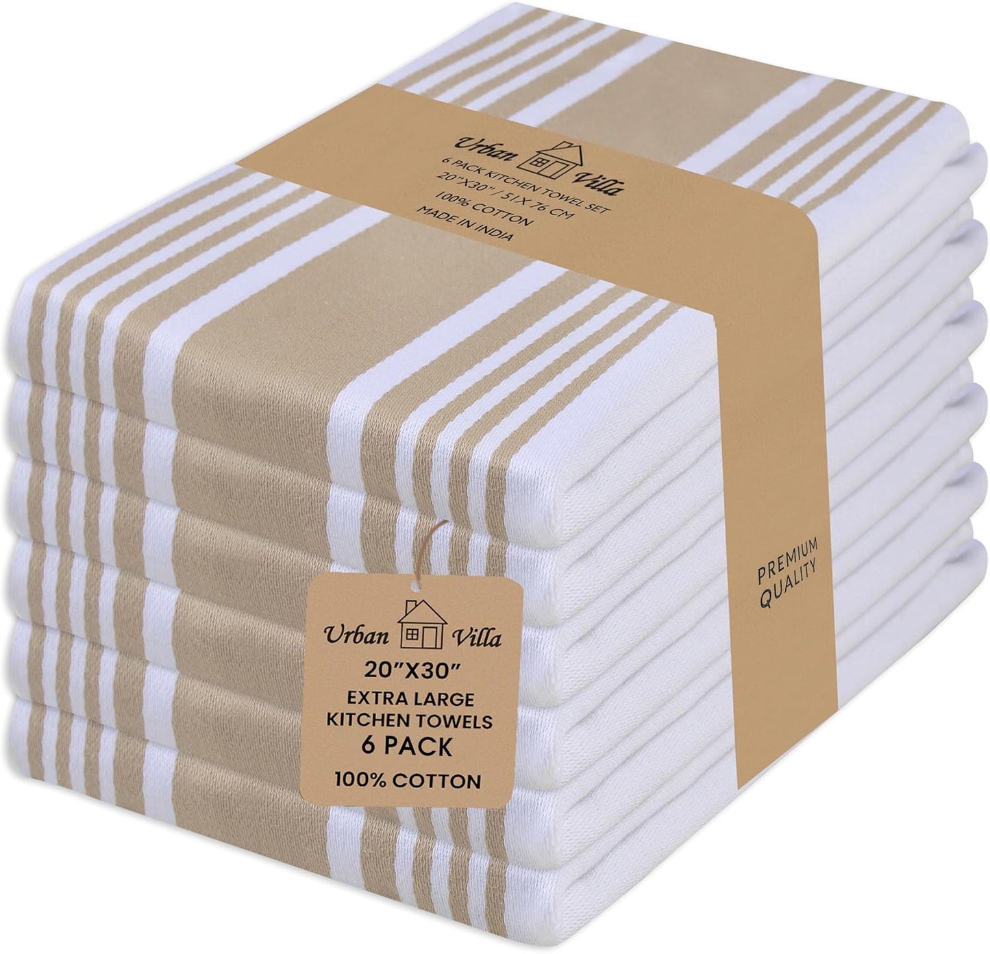 Urban Villa Kitchen Towels 100% Cotton Pack of 6 for Home