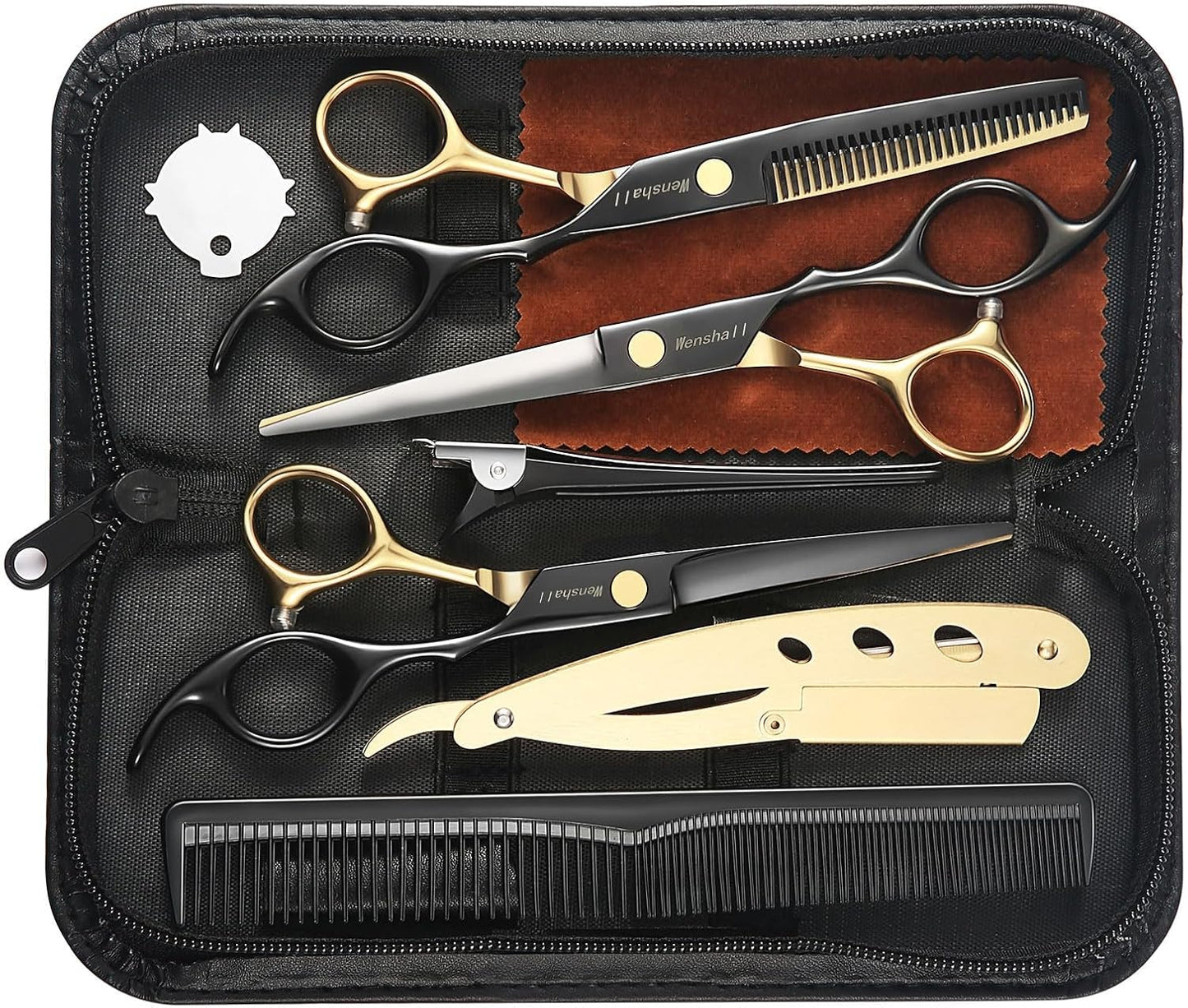 Professional Black Gold Hair Scissors for Salon and Home Use