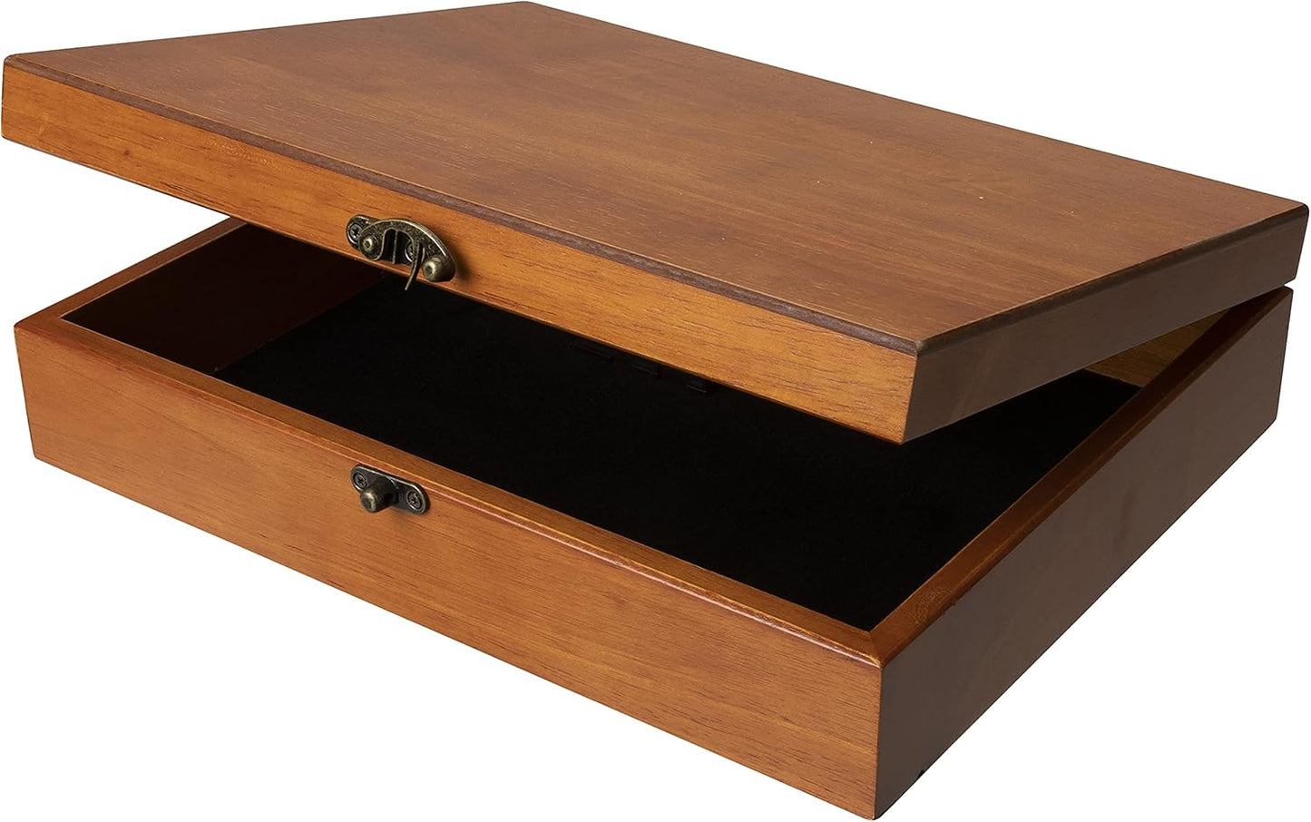 Old World Wooden Box with Brass Latch for Keepsake Storage