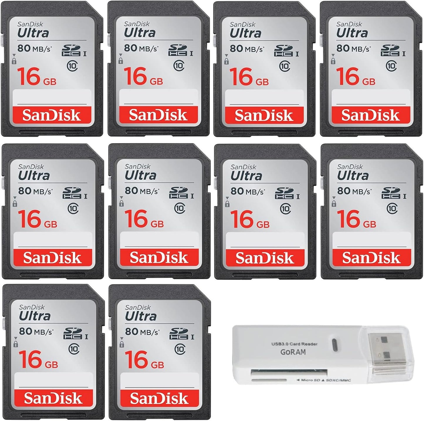 High-Speed 16GB SDHC Memory Card Bundle