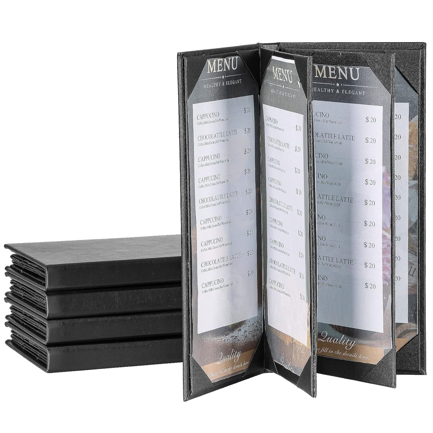 6 View 5 Pack Menu Holder Covers for Restaurants and Bars