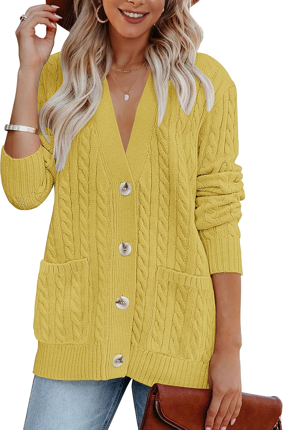 MEROKEETY Women's Chunky Button Up Cardigan Sweater for Fall