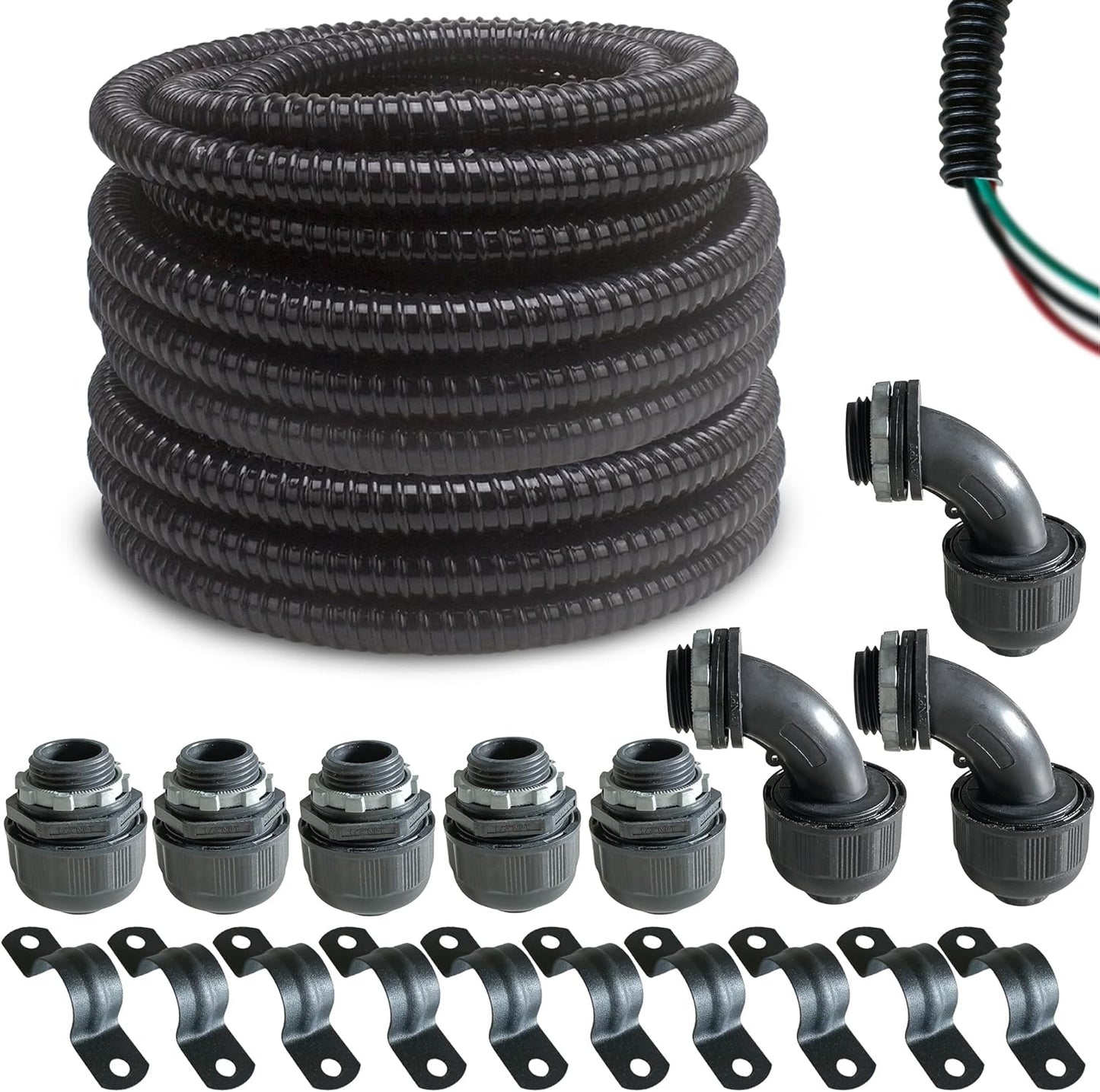 Yariwiz 1/2in Dia 50 Feet Flexible Electrical Conduit Kit