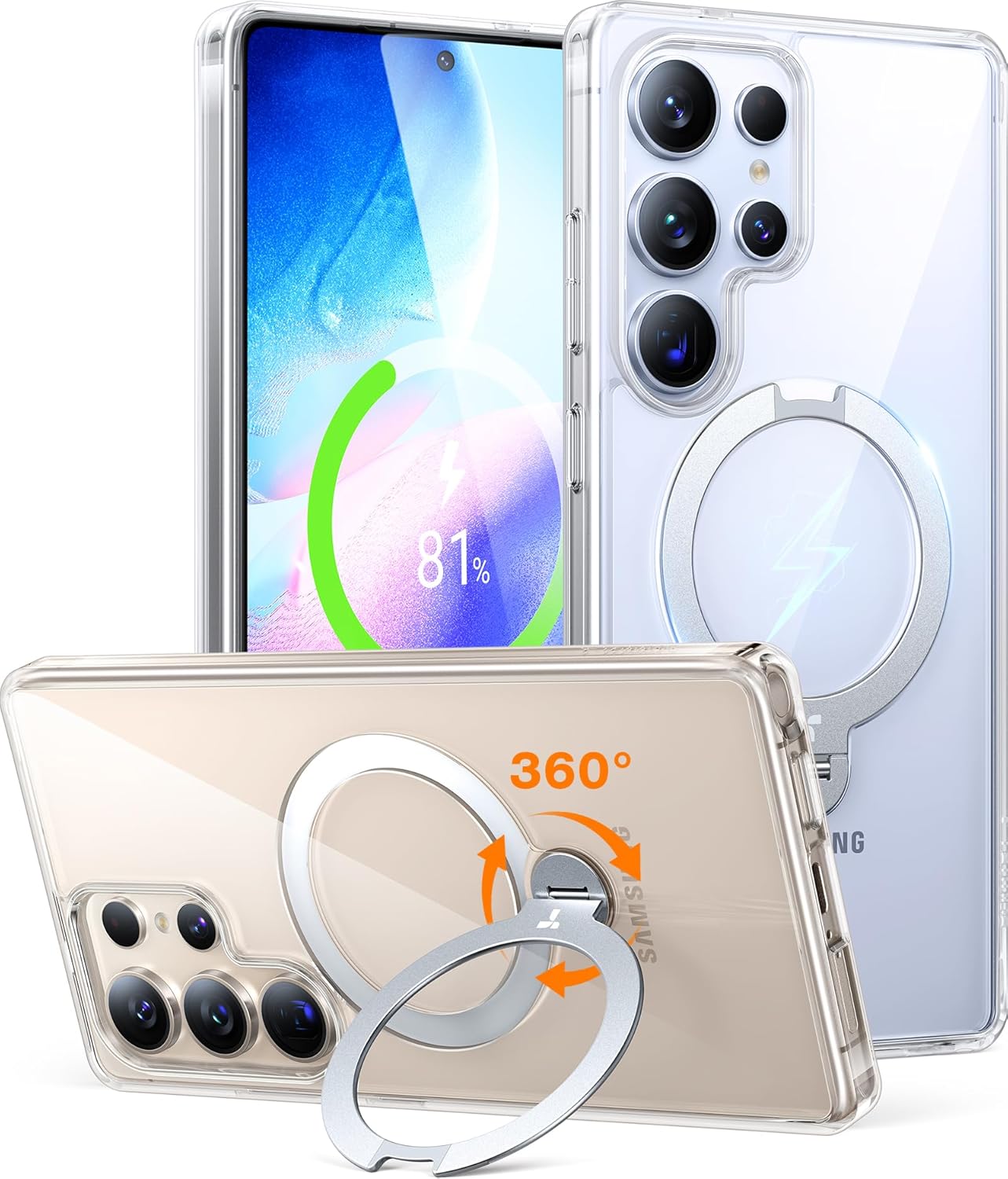 TORRAS 360 Spin Magnetic Stand for Samsung Galaxy S25 Ultra Case
