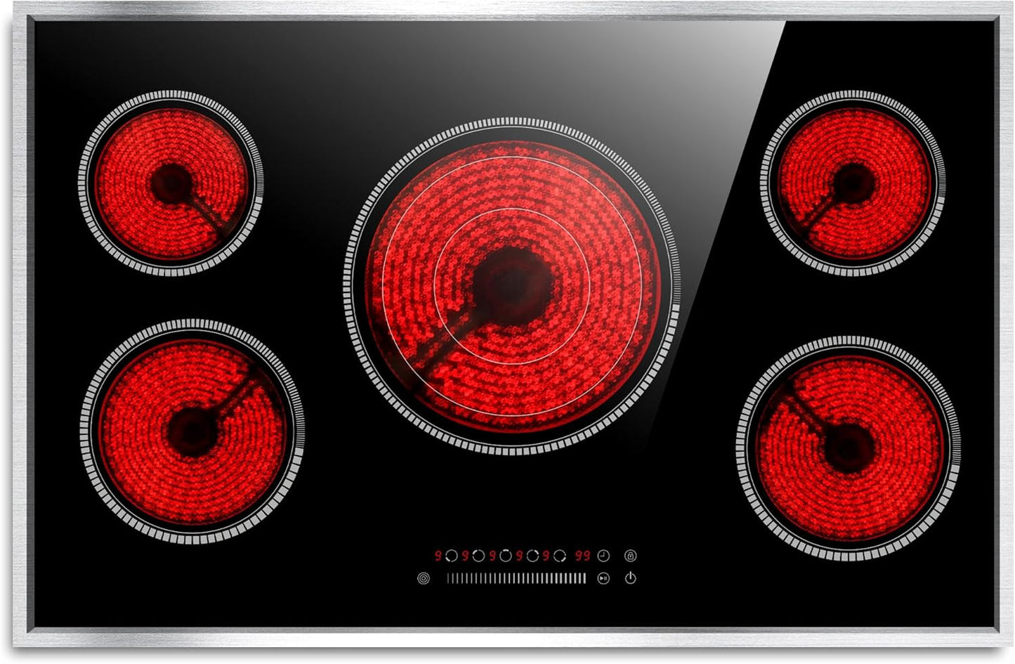 36 Inch Electric Cooktop with 5 Burners and Slide Control