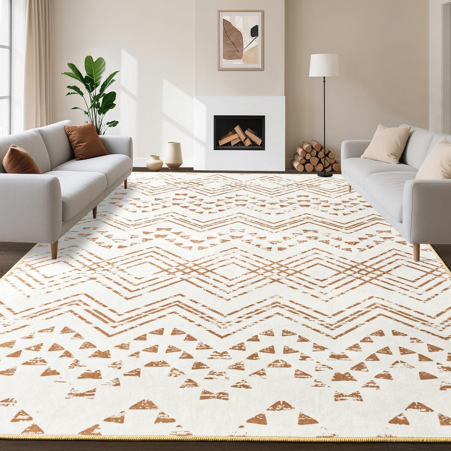 Boho Area Rug for Living Room - Soft Large Indoor Floor Rug
