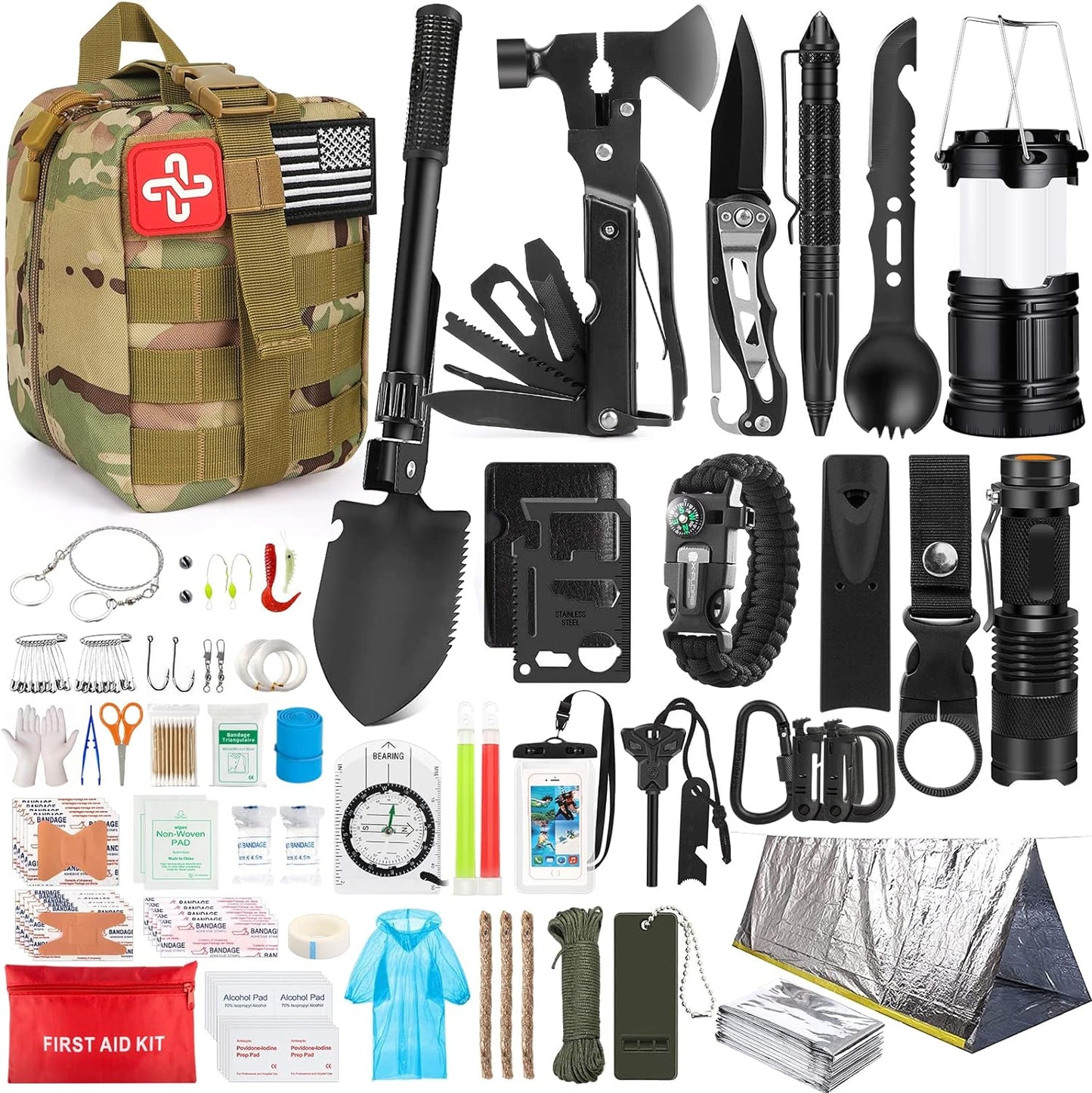 Ultimate 250Pcs Survival Kit: Gear & Shelter in One!