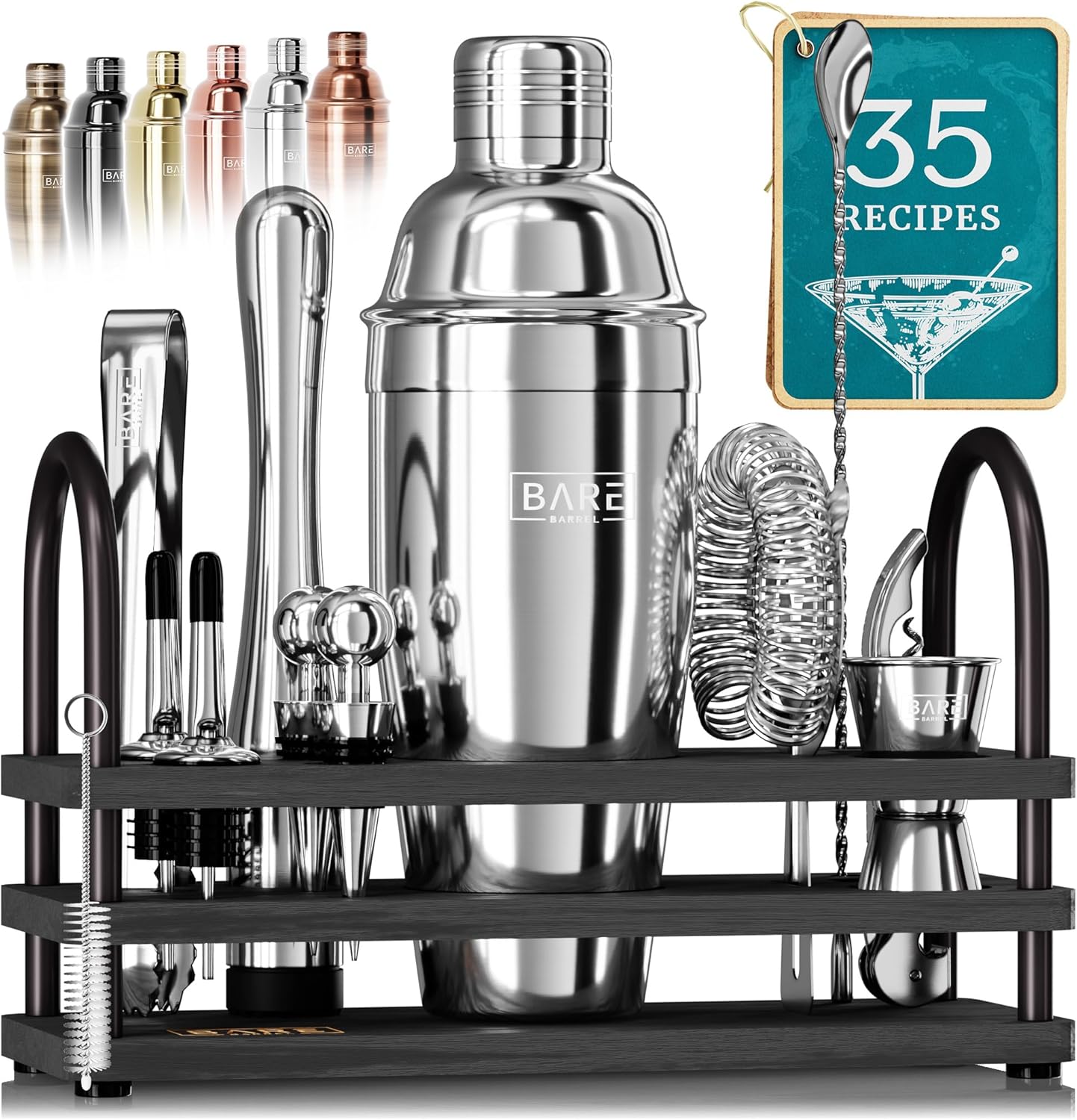 Ultimate Home Bartending Set | 14-Piece Cocktail Shaker | 35 Recipes Included