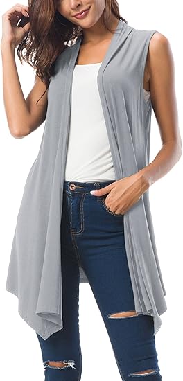 Women's Sleeveless Draped Open Front Cardigan Vest for Style