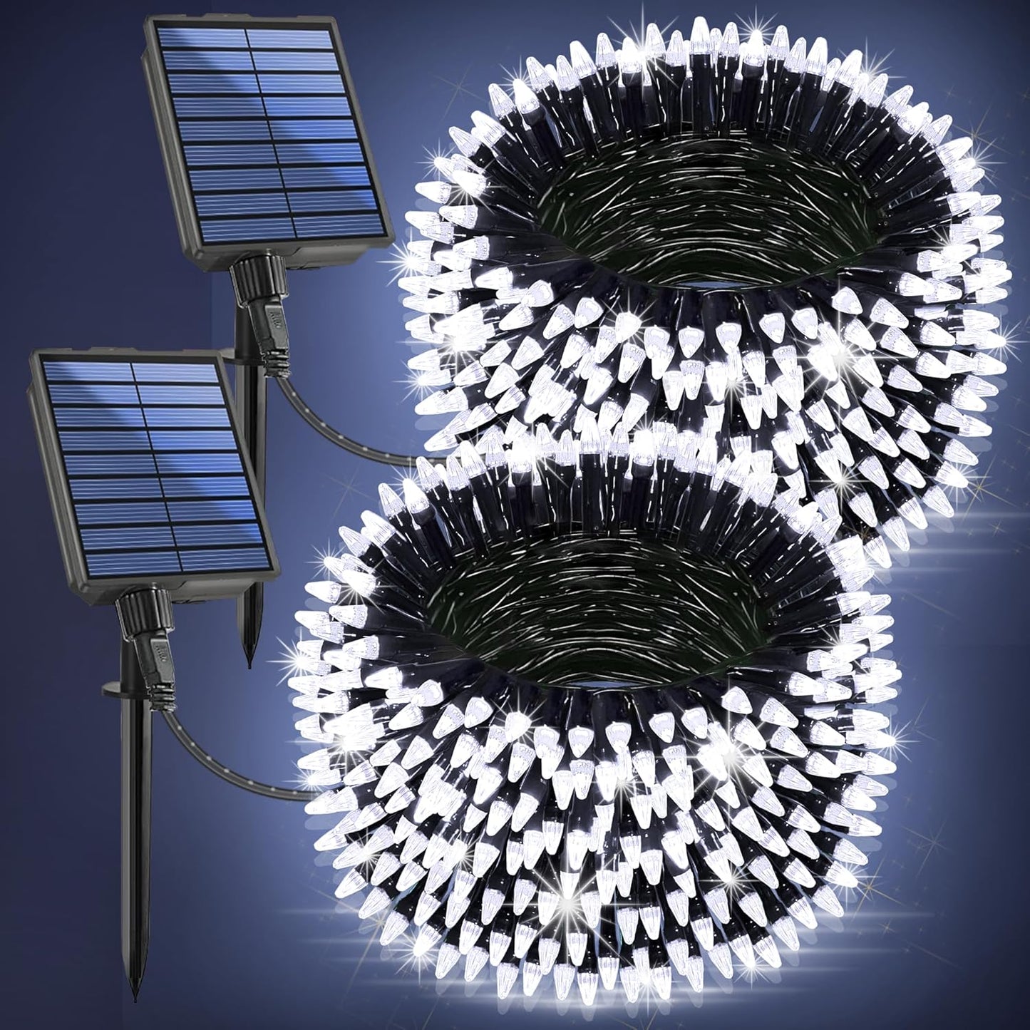 200FT Solar String Lights for Outside with 600 LED Brightness