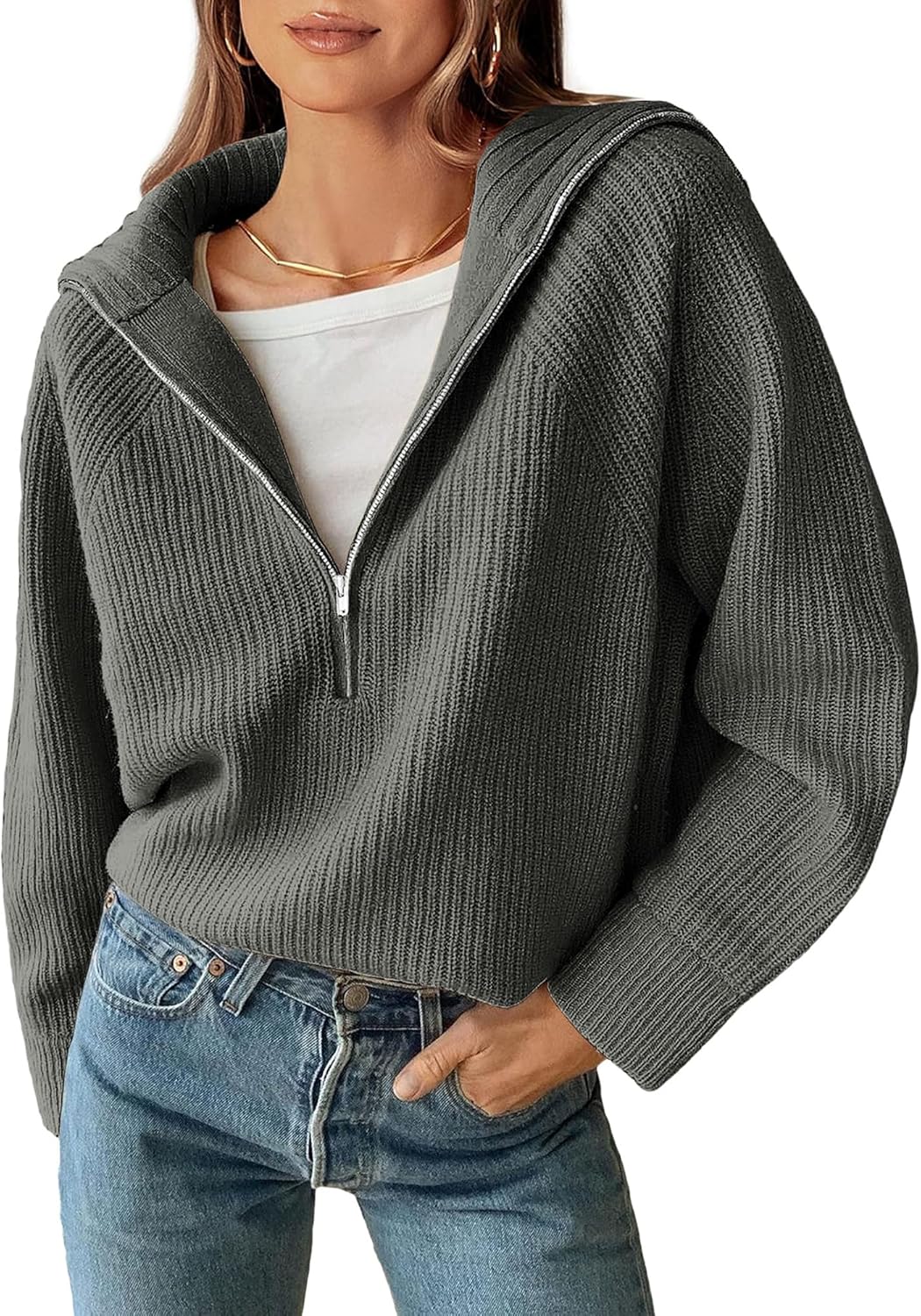 Stylish Quarter Zip Pullover Sweater for Women in 2025