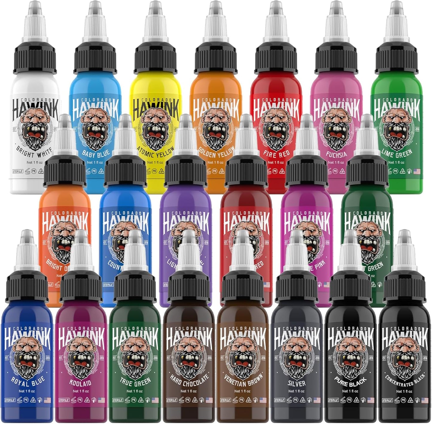 Hawink Tattoo Ink Color Set 21 Colors for Professional Use