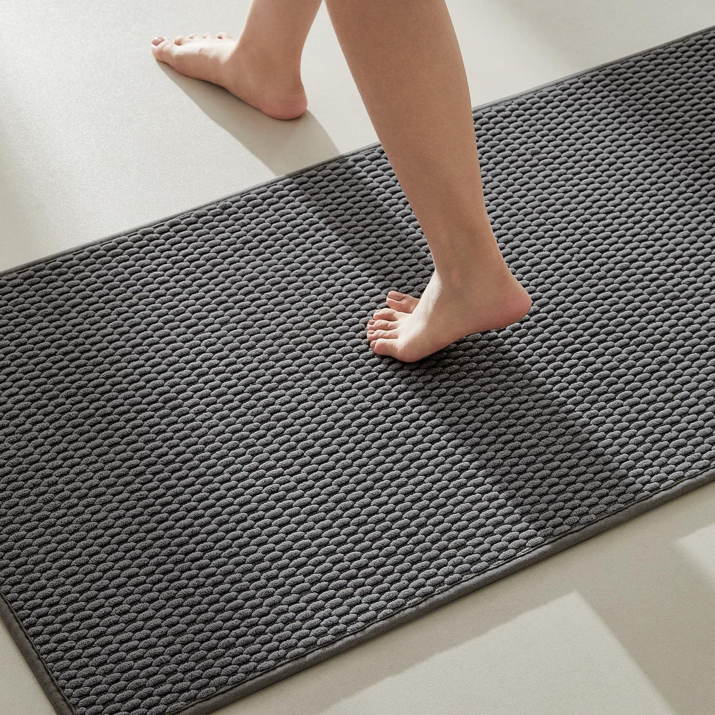 Bathroom Rugs Non Slip Washable Super Absorbent Dark Grey 20x48