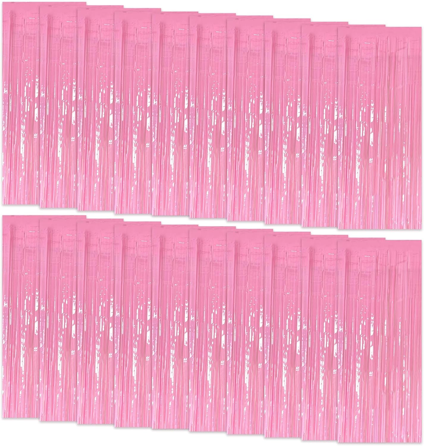 20 Pack Foil Curtain Pink Backdrop Streamers for Parties