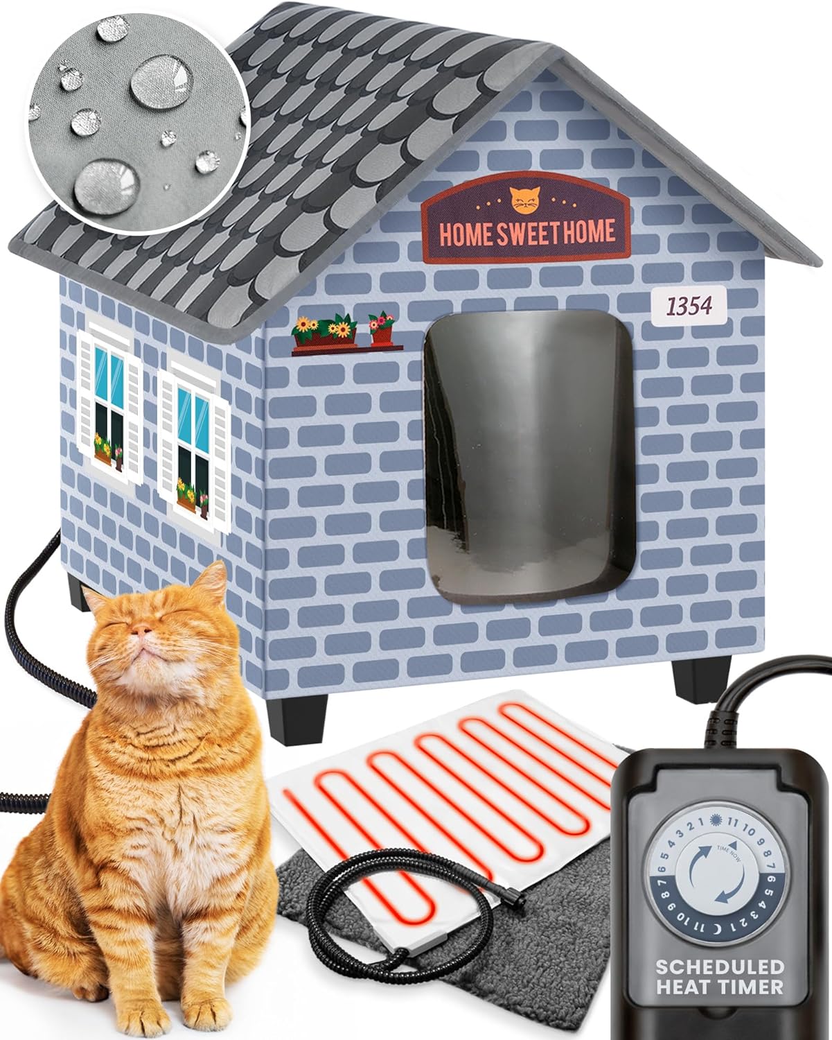 View of Cozy Outdoor Heated Cat House - Easy Assembly! - GearMustHave