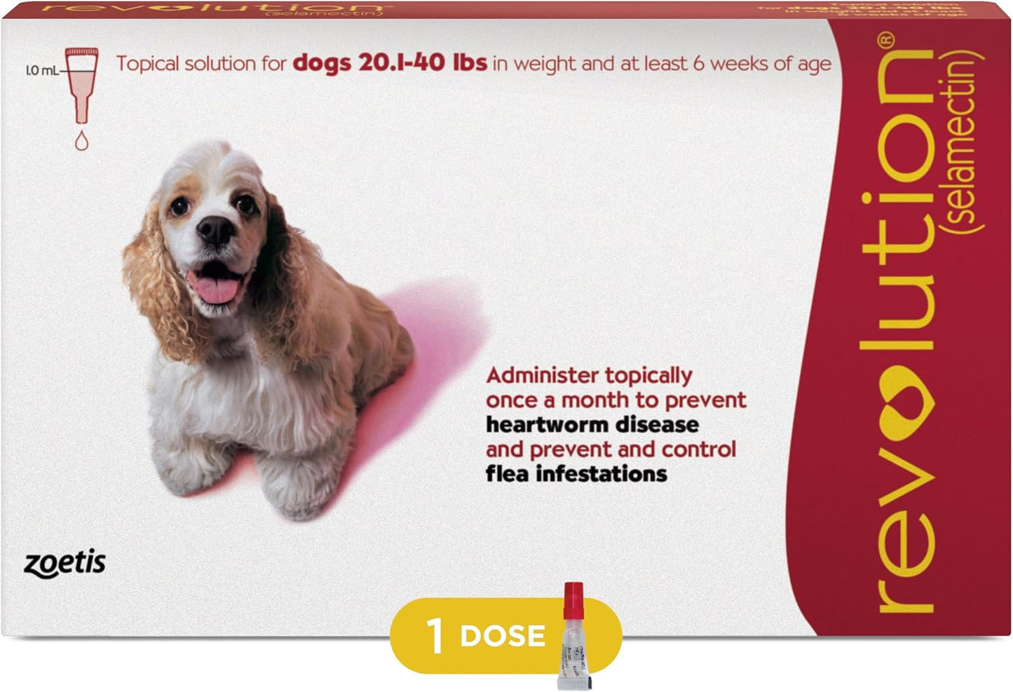 Revolution Topical Solution for Dogs 20.1-40 lbs - 5-in-1 Protection