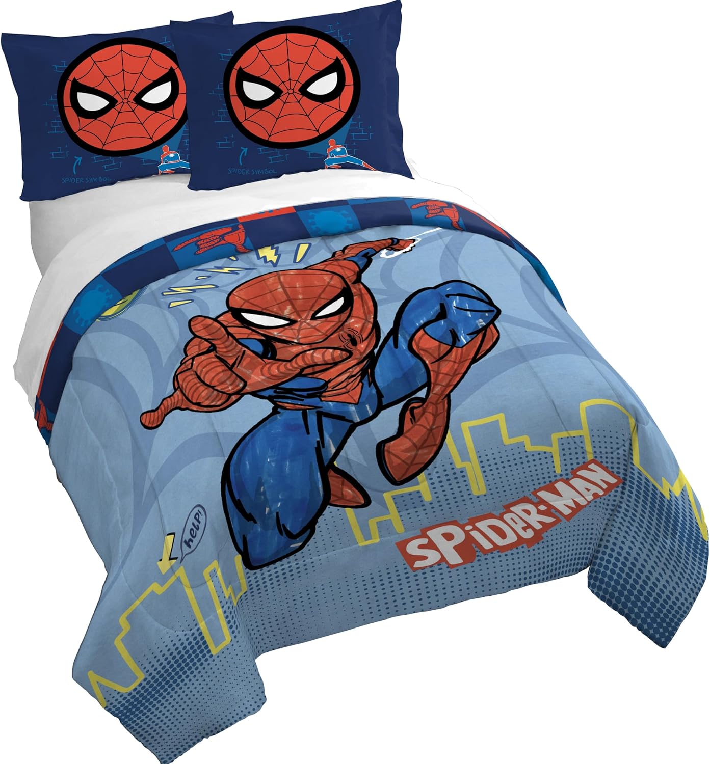 Jay Franco Spiderman Duvet Cover Set for Cozy Kids Bedding