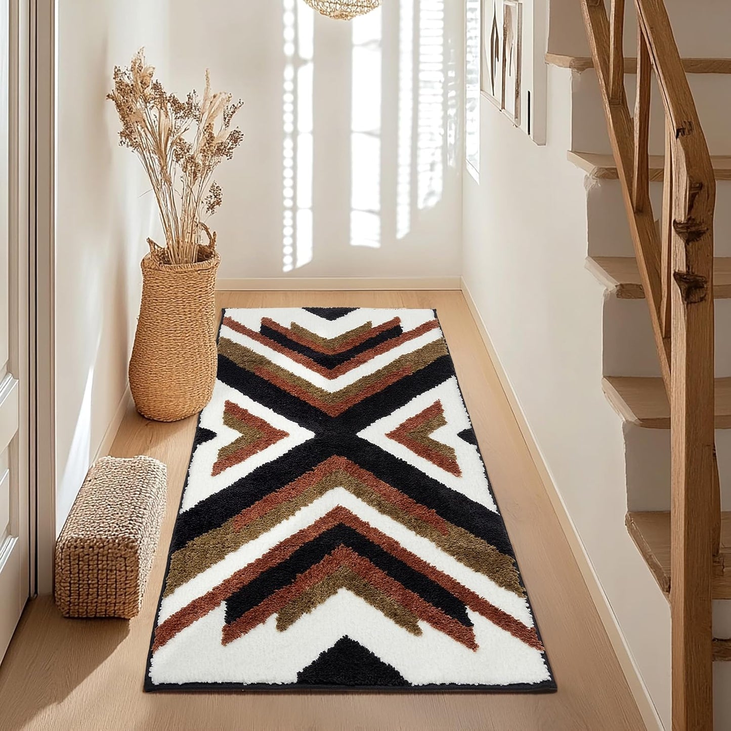 Boho Long Bathroom Rugs Runner Non Slip Washable Plush Mat