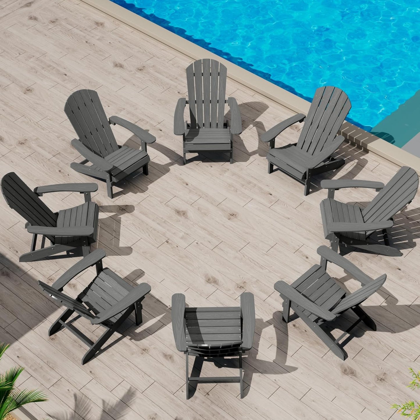 Adirondack Chairs Set of 8 - Durable Plastic Outdoor Seating