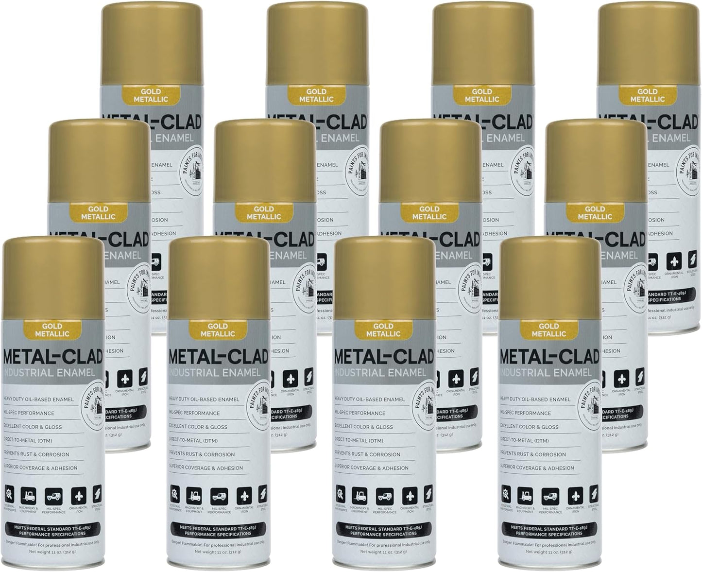 Industrial Enamel Aerosol Spray Paint for Metal Surfaces - Gold
