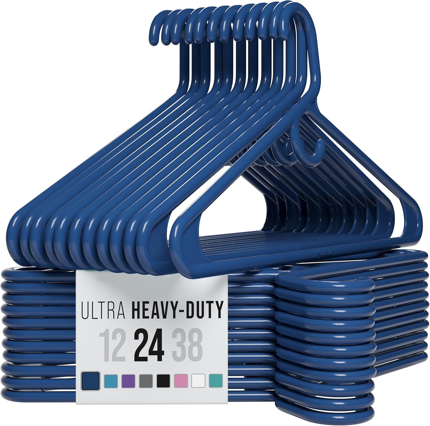 NEATERIZE Ultra Heavy Duty Plastic Clothes Hangers - Navy Blue