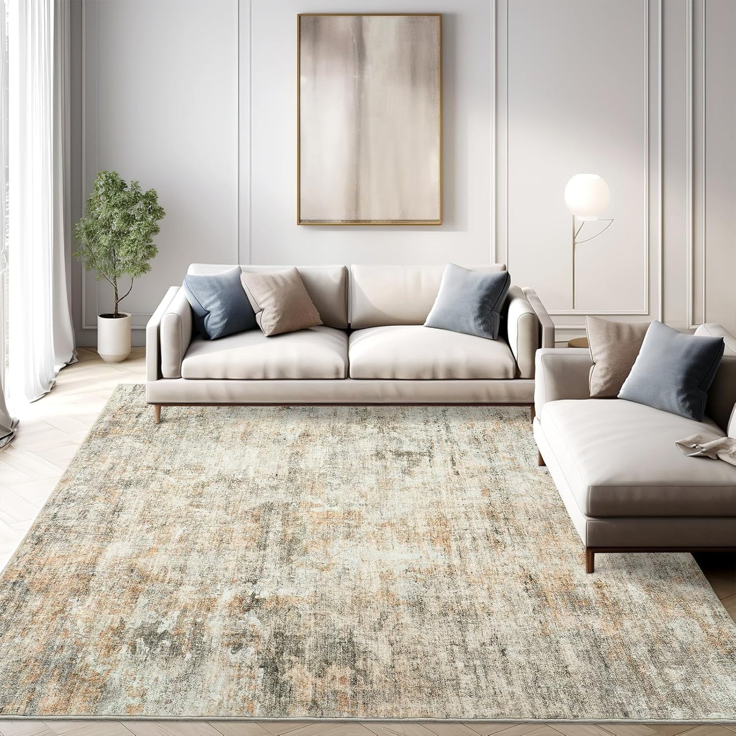 Abstract Rug 5x7 Machine Washable Area Indoor Non-Slip Design