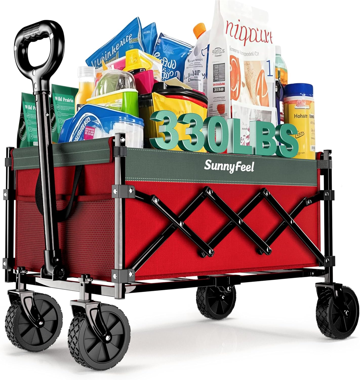 SunnyFeel Heavy Duty Folding Wagon Cart for Outdoor Use