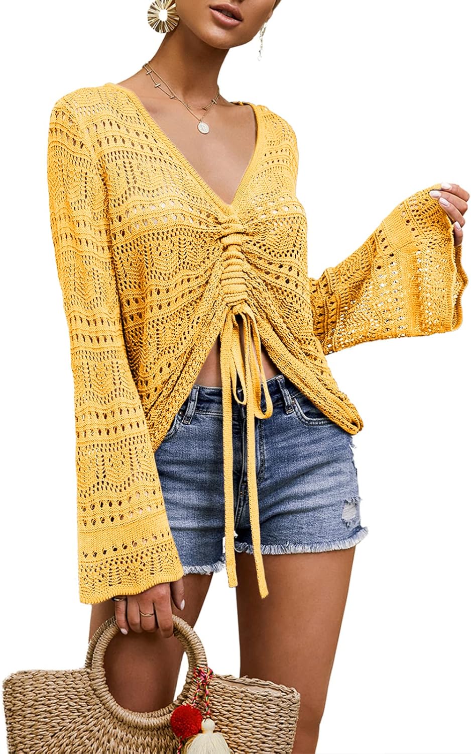 Boho Off Shoulder Sheer Crop Tops for Trendy Summer Style