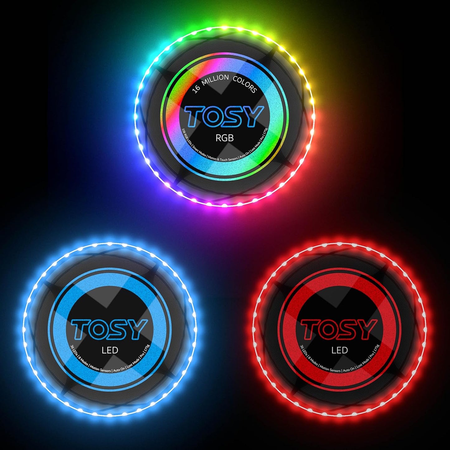 TOSY RGB Frisbee Bundle - 108 LEDs, 16M Colors