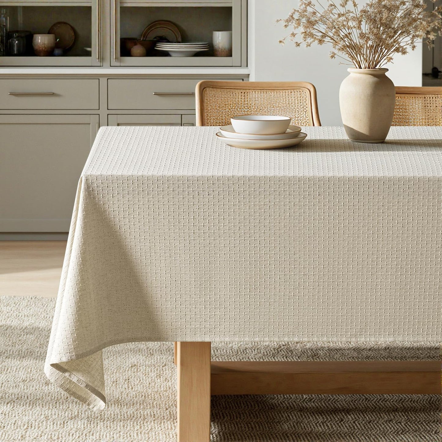 MIULEE Natural Linen Cotton Table Cloth for Elegant Dining