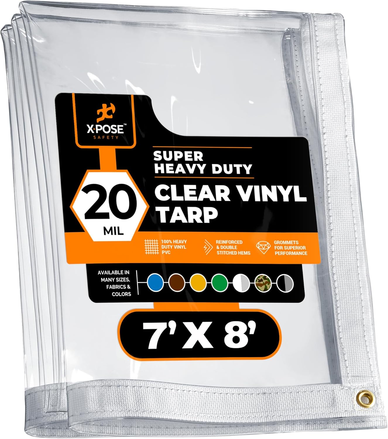 7ft x 8ft Clear Vinyl Tarp - Heavy Duty Waterproof PVC Tarpaulin