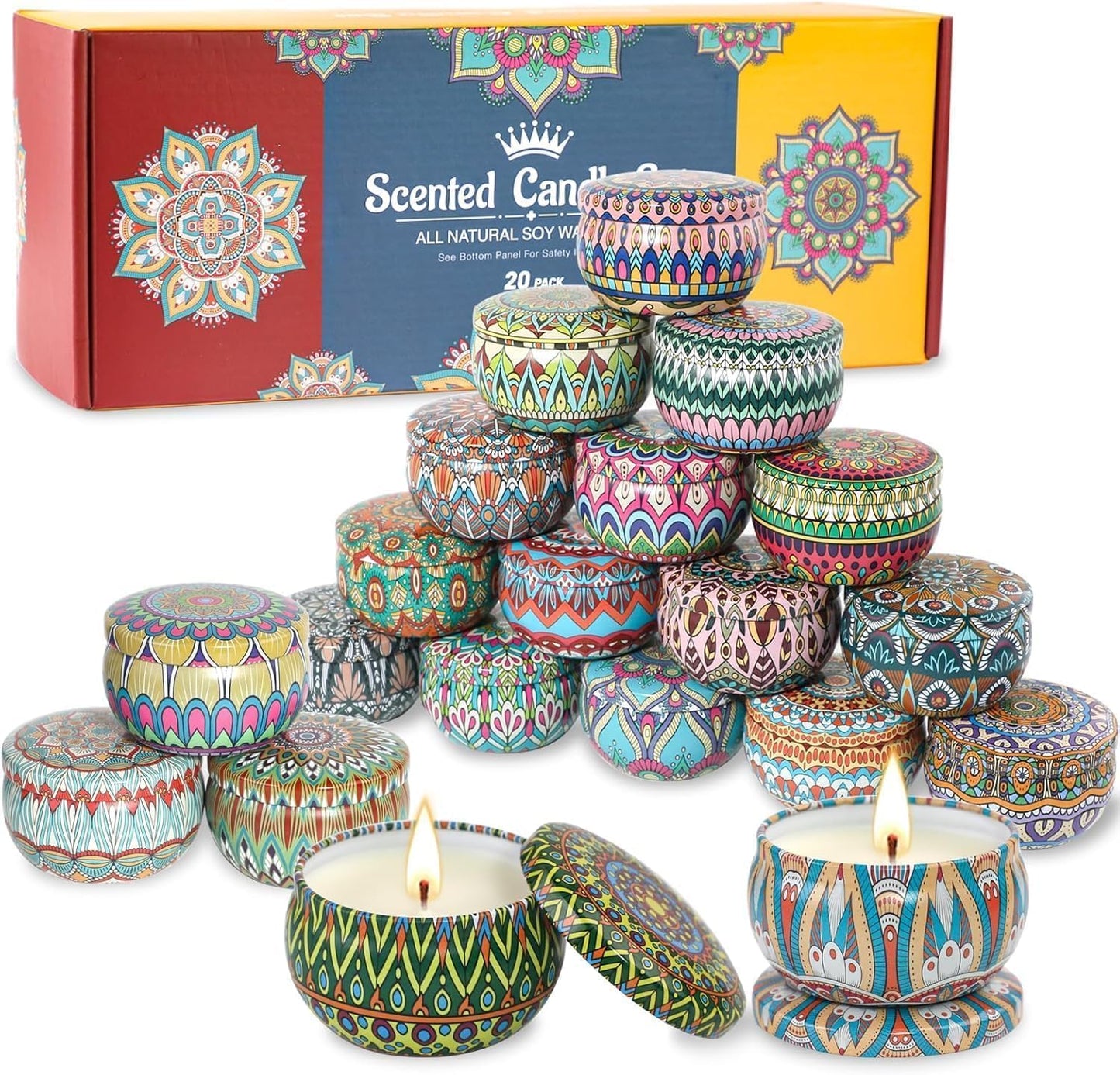 Christmas Candle Gift Set for Women - 20 Pack Soy Candles