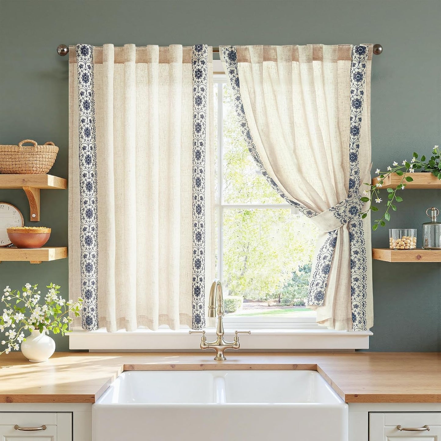 jinchan Small Window Curtains 54 Inch Length for Rustic Charm