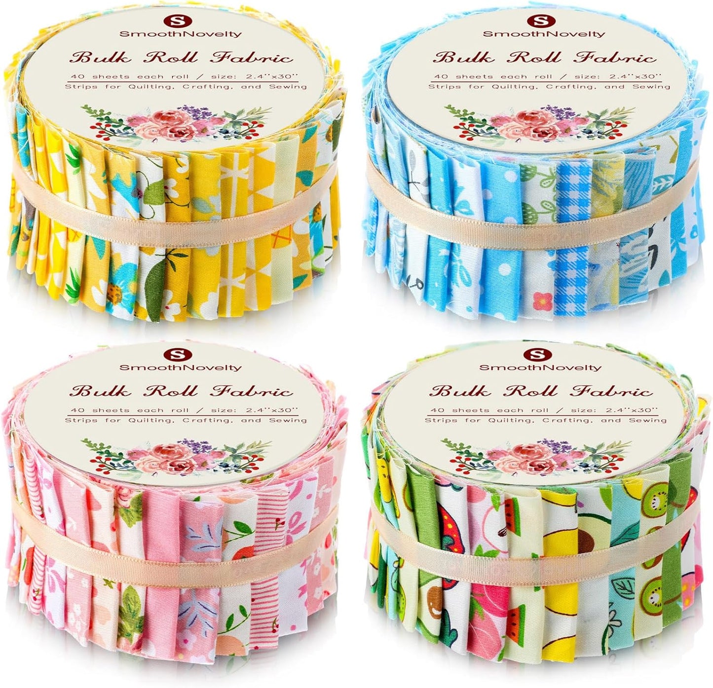 160 Pcs Fabric Strips for Quilting Crafting and Sewing Projects